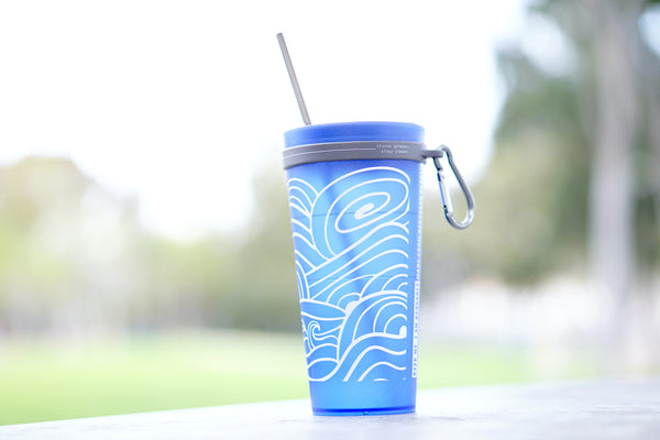 blue reusable cup